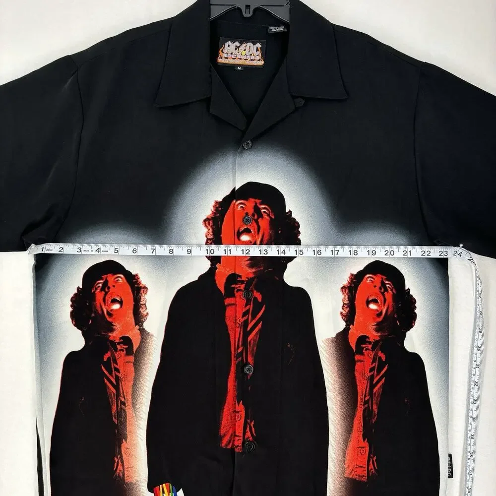Vintage RARE AC/DC Shirt All Over Print Rockware Dragonfly Clothing Men's Medium